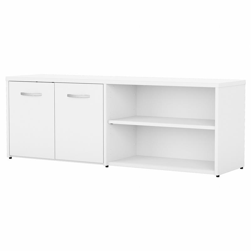 Studio C Low Storage Cabinet with Doors in White - Engineered Wood