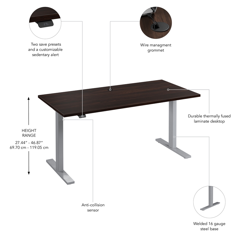 Move 60 Series 60W Adjustable Standing Desk in Black Walnut - Engineered Wood
