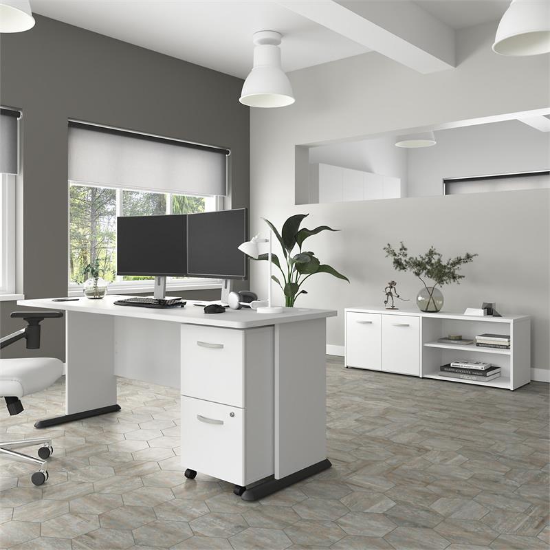 Studio A 72W Computer Desk in White - Engineered Wood