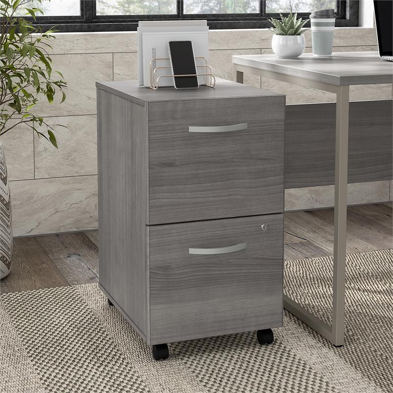 Hybrid 2 Drawer Mobile File Cabinet in Platinum Gray - Engineered Wood