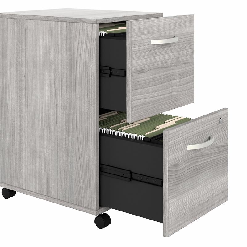 Hybrid 2 Drawer Mobile File Cabinet in Platinum Gray - Engineered Wood