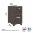 Hybrid 2 Drawer Mobile File Cabinet in Storm Gray - Engineered Wood