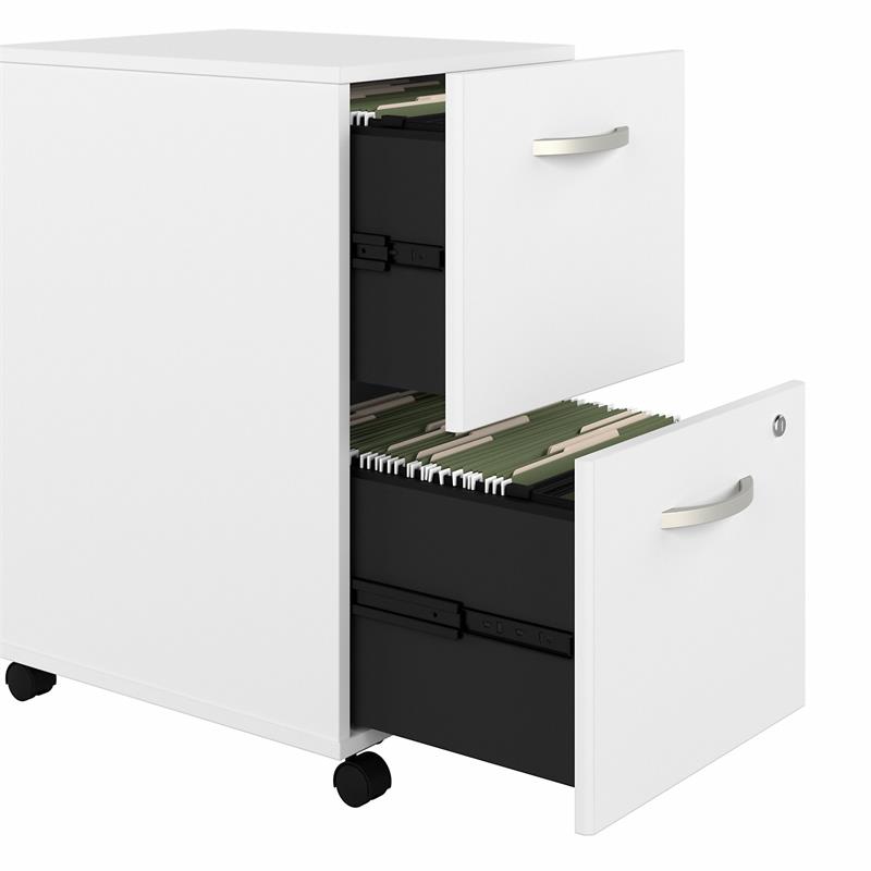 Hybrid 2 Drawer Mobile File Cabinet in White - Engineered Wood