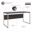 Hybrid 60W x 30D Computer Table Desk in Storm Gray - Engineered Wood