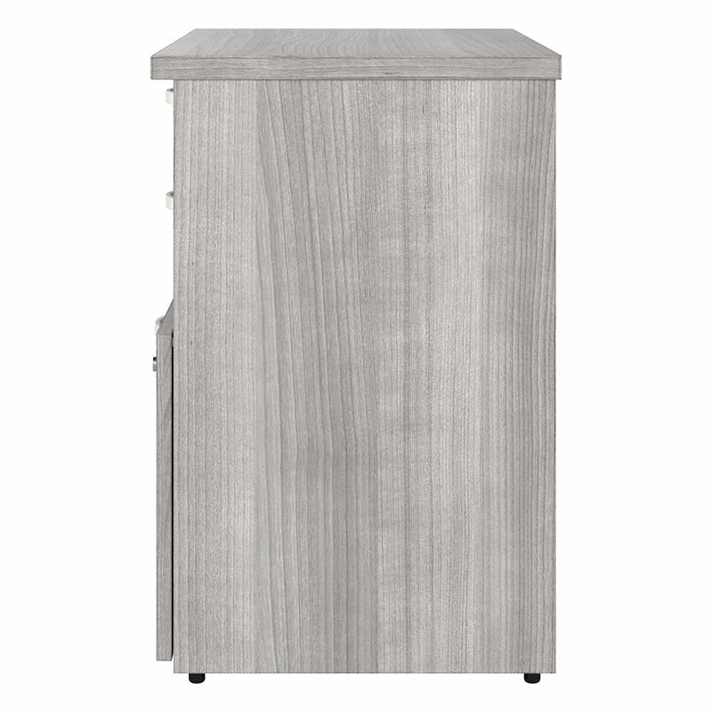 Hybrid Office Storage Cabinet with Drawers in Platinum Gray - Engineered Wood
