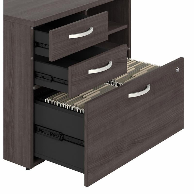 Hybrid Office Storage Cabinet with Drawers in Storm Gray - Engineered Wood
