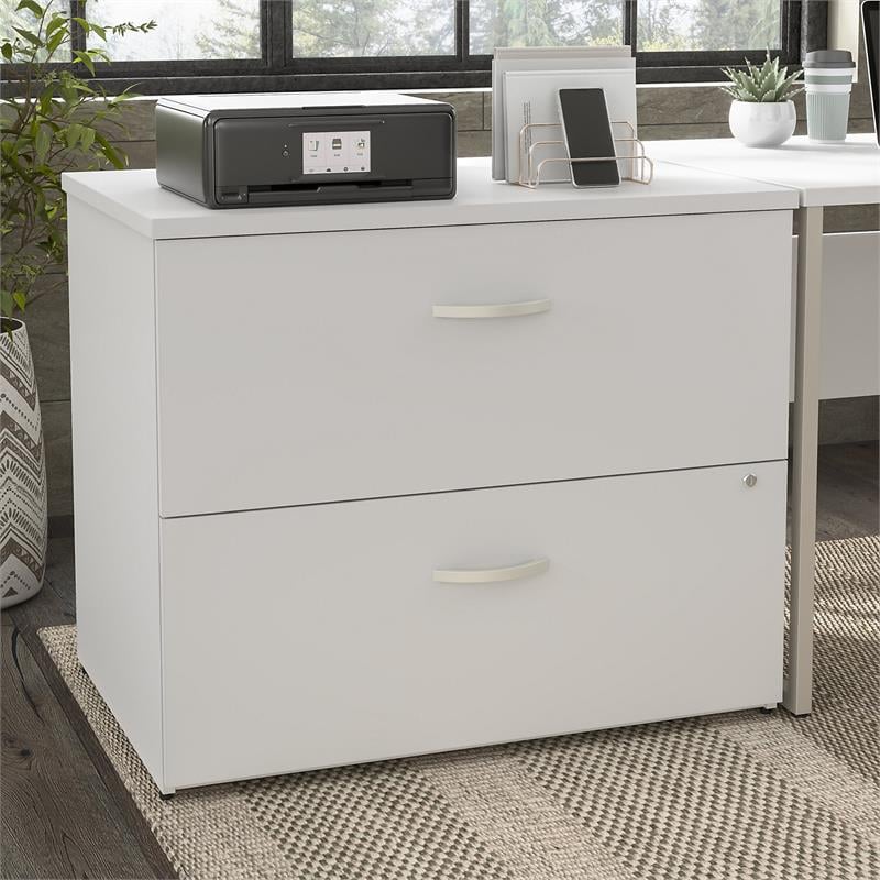 Hybrid 2 Drawer Lateral File Cabinet in White - Engineered Wood