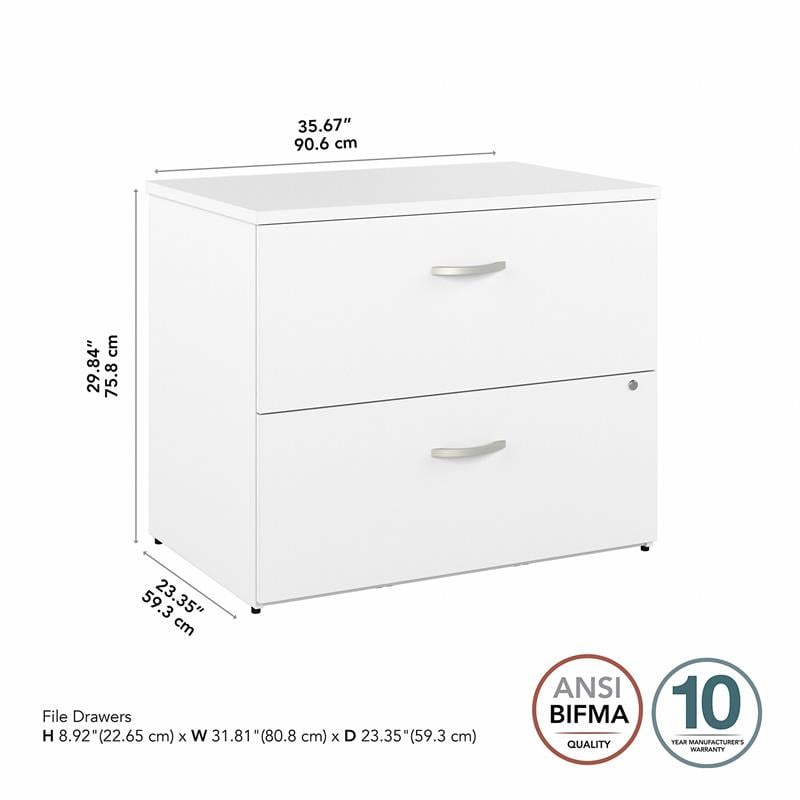 Hybrid 2 Drawer Lateral File Cabinet in White - Engineered Wood