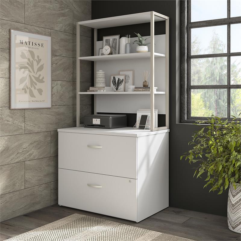Hybrid 2 Drawer Lateral File Cabinet in White - Engineered Wood