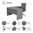 Echo L Shaped Bow Front Desk with Chair in Modern Gray - Engineered Wood