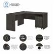 Echo L Shaped Desk with Mobile File Cabinet in Charcoal Maple - Engineered Wood