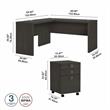 Echo L Shaped Desk with Mobile File Cabinet in Charcoal Maple - Engineered Wood
