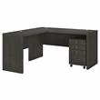 Echo L Shaped Desk with Mobile File Cabinet in Charcoal Maple - Engineered Wood