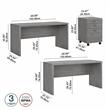 Echo Bow Front Desk and Credenza w/ Drawers in Modern Gray - Engineered Wood