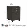 Echo 3 Drawer Mobile File Cabinet in Charcoal Maple - Engineered Wood