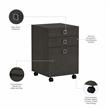 Echo 3 Drawer Mobile File Cabinet in Charcoal Maple - Engineered Wood