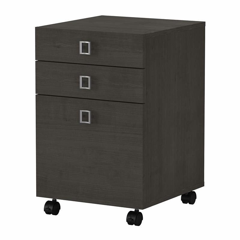 Echo 3 Drawer Mobile File Cabinet in Charcoal Maple - Engineered Wood