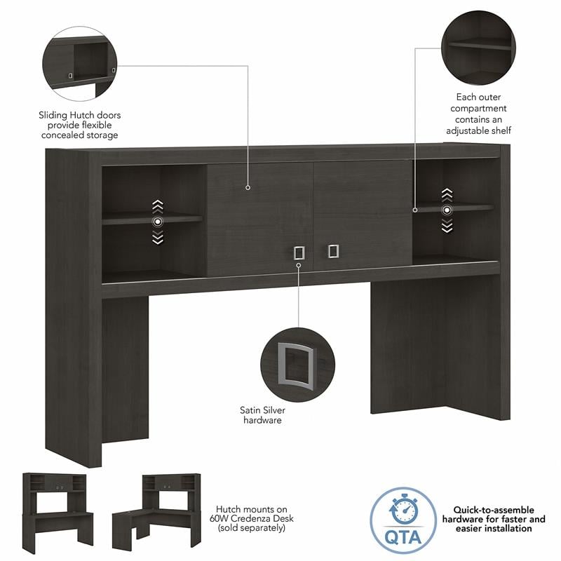 Echo 60W Hutch in Charcoal Maple - Engineered Wood
