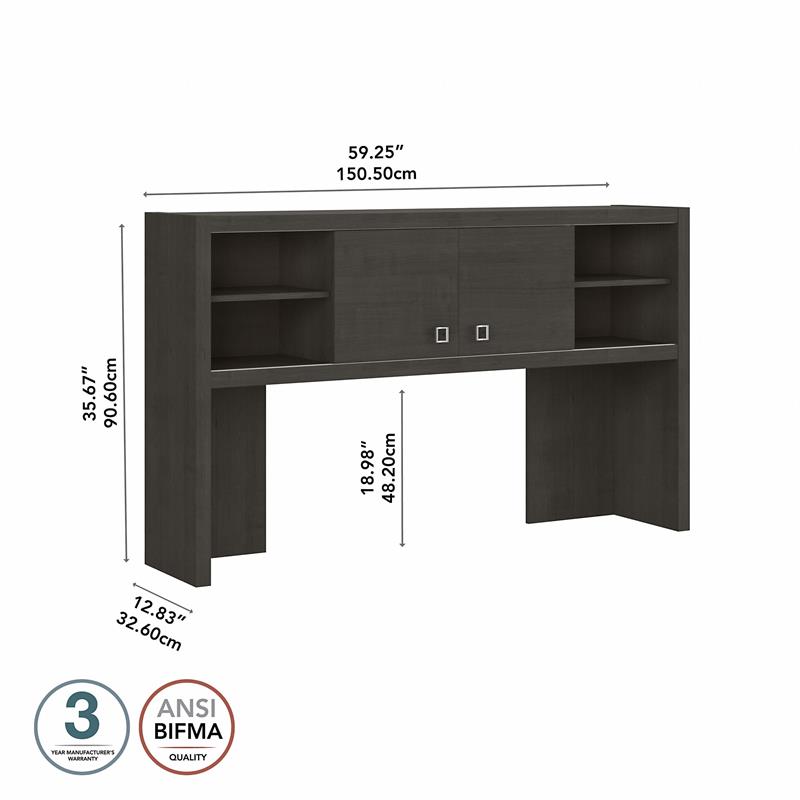 Echo 60W Hutch in Charcoal Maple - Engineered Wood