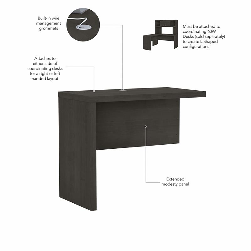 Echo 36W Desk Return in Charcoal Maple - Engineered Wood