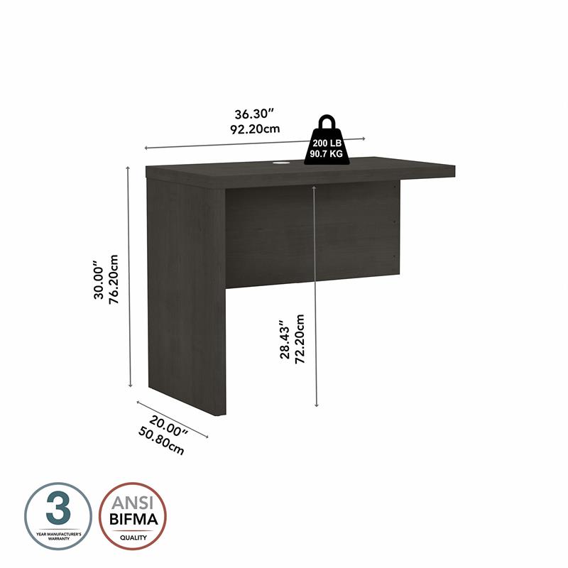 Echo 36W Desk Return in Charcoal Maple - Engineered Wood