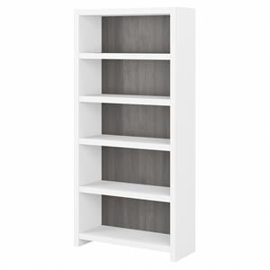 Echo 5 Shelf Bookcase in Pure White and Modern Gray - Engineered Wood
