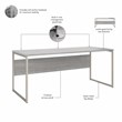 Hybrid 72W Desk with Storage and Drawers in Platinum Gray - Engineered Wood