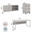 Hybrid 72W Desk with Storage and Drawers in Platinum Gray - Engineered Wood