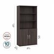 Hybrid Tall 5 Shelf Bookcase with Doors in Storm Gray - Engineered Wood