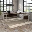 Hybrid 72W x 30D L Shaped Table Desk in Black Walnut - Engineered Wood