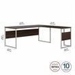 Hybrid 72W x 30D L Shaped Table Desk in Black Walnut - Engineered Wood
