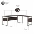 Hybrid 72W x 30D L Shaped Table Desk in Storm Gray - Engineered Wood