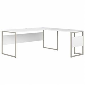 Hybrid 72W x 30D L Shaped Table Desk in White - Engineered Wood