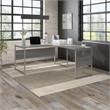 Hybrid 60W x 30D L Shaped Table Desk in Platinum Gray - Engineered Wood