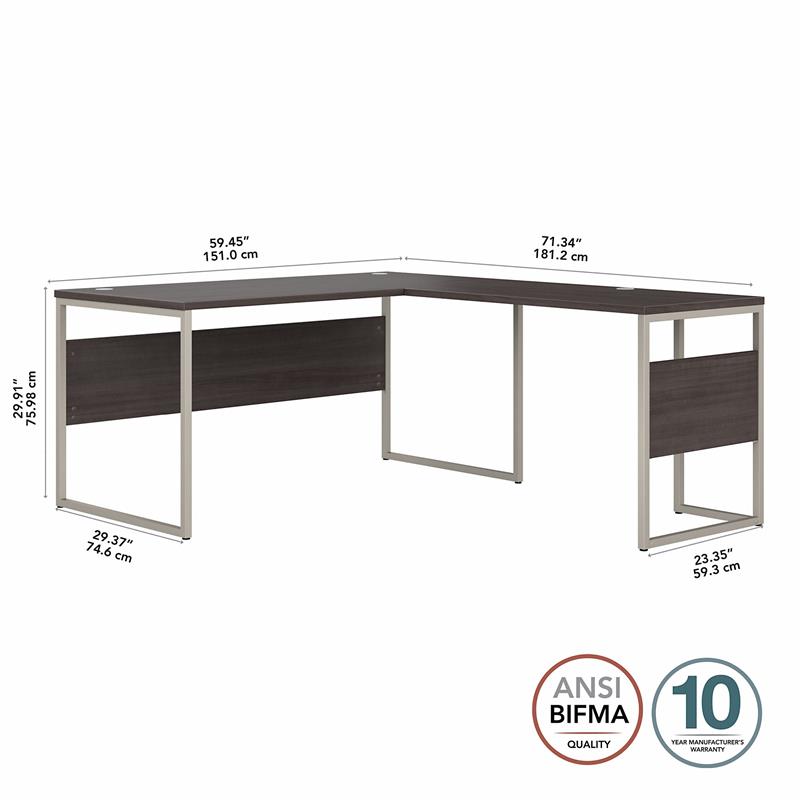 Hybrid 60W x 30D L Shaped Table Desk in Storm Gray - Engineered Wood