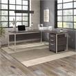 Hybrid 72W L Shaped Table Desk with Drawers in Storm Gray - Engineered Wood
