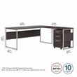 Hybrid 72W L Shaped Table Desk with Drawers in Storm Gray - Engineered Wood