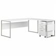 Hybrid 72W L Shaped Table Desk with Drawers in White - Engineered Wood