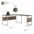 Hybrid 60W L Shaped Table Desk with Drawers in Modern Hickory - Engineered Wood