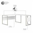 Hybrid 60W L Shaped Table Desk with Drawers in White - Engineered Wood