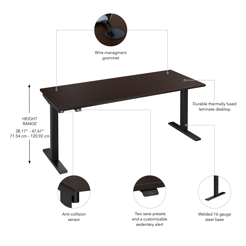 Move 40 Series 72W Adjustable Standing Desk in Mocha Cherry - Engineered Wood