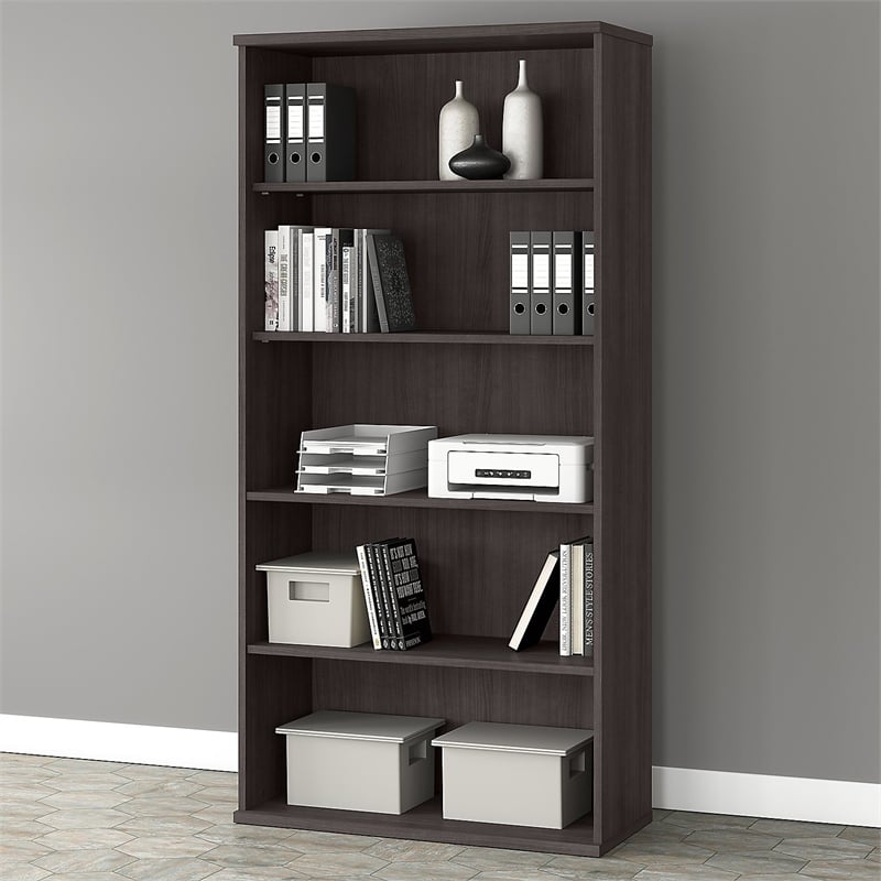 Studio A Tall 5 Shelf Bookcase in Storm Gray - Engineered Wood