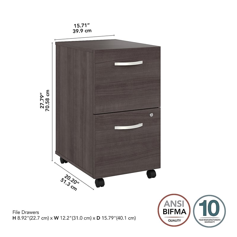 Studio A 2 Drawer Mobile File Cabinet in Storm Gray - Engineered Wood