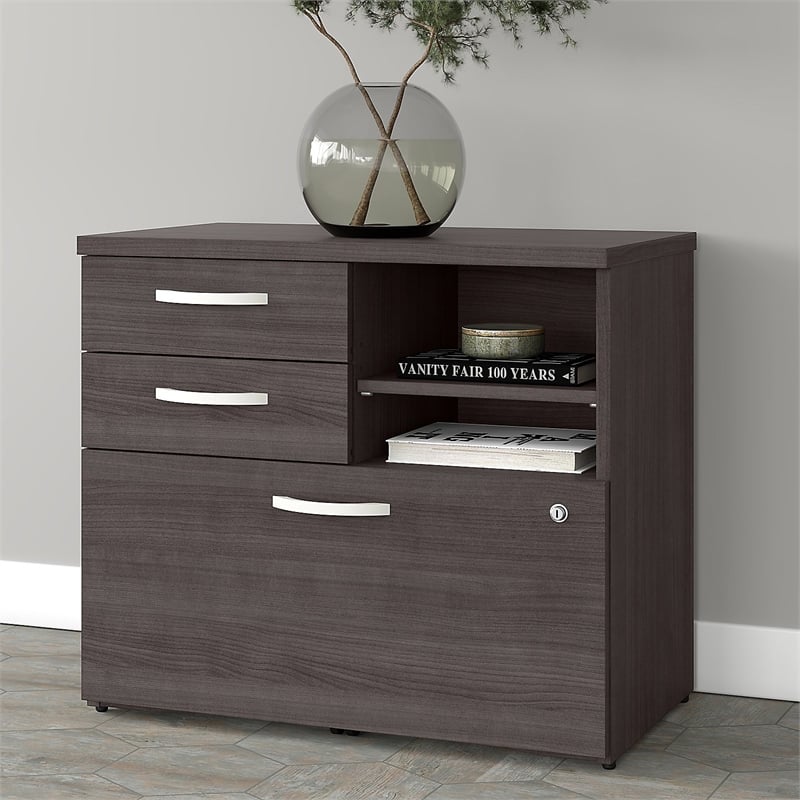 Studio A Office Storage Cabinet with Drawers in Storm Gray - Engineered Wood