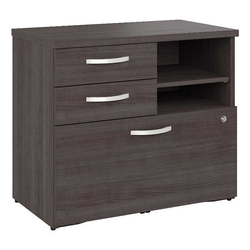 Studio A Office Storage Cabinet with Drawers in Storm Gray - Engineered Wood