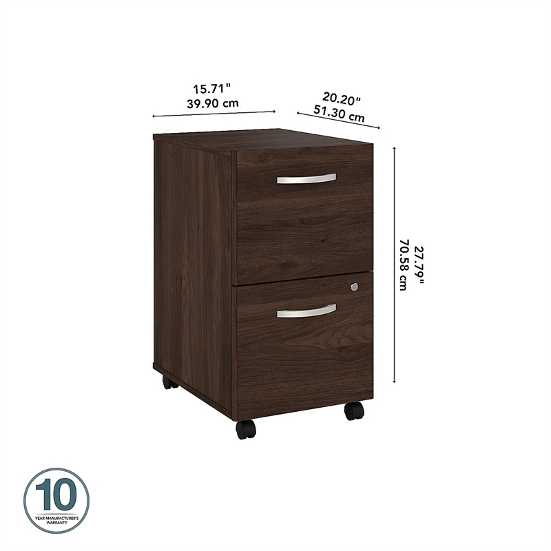 Studio C 2 Drawer Mobile File Cabinet in Black Walnut - Engineered Wood