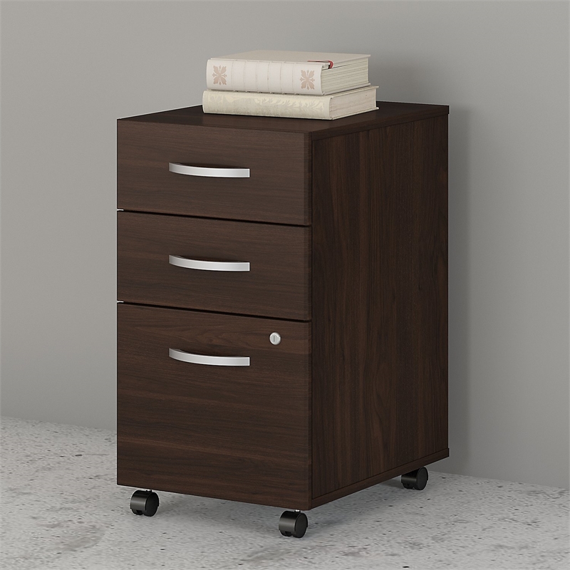 Studio C 3 Drawer Mobile File Cabinet in Black Walnut - Engineered Wood