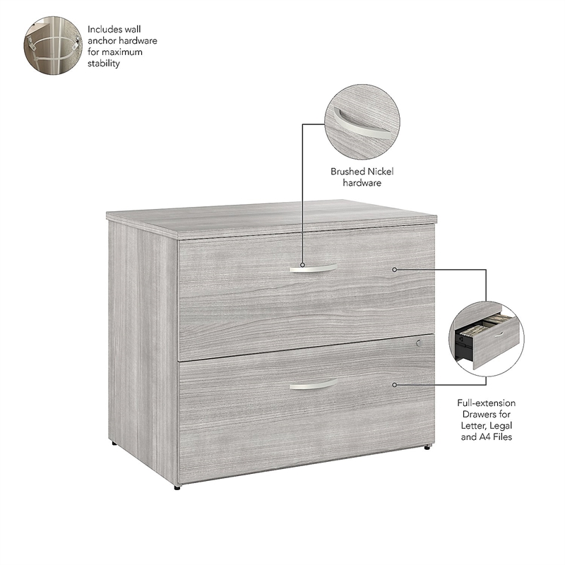 Studio A 2 Drawer Lateral File Cabinet in Platinum Gray - Engineered Wood