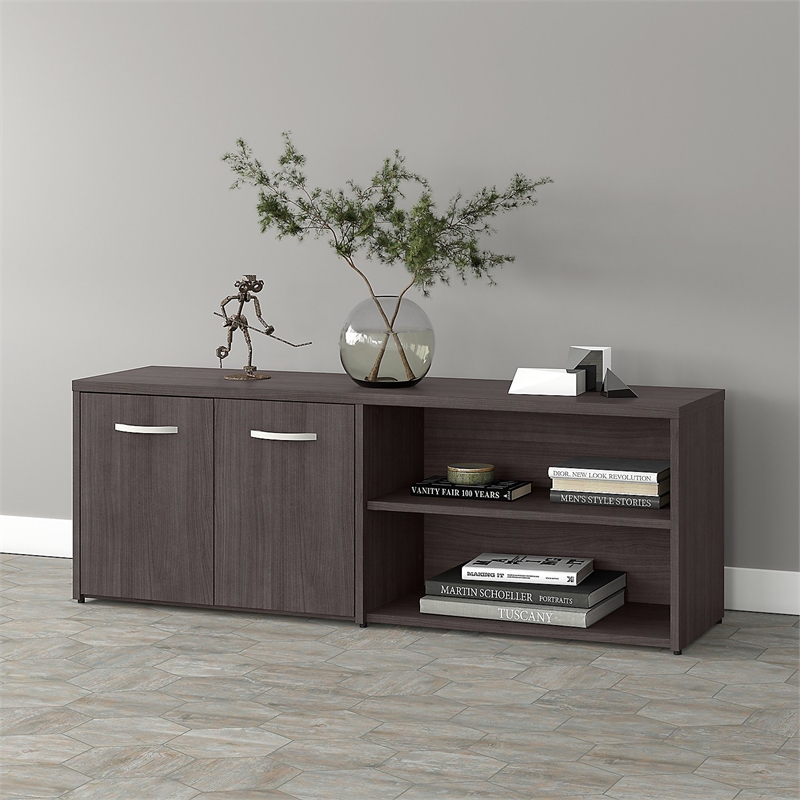 Studio A Low Storage Cabinet with Doors in Storm Gray - Engineered Wood