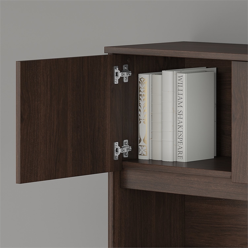 Studio C 72W L Desk with Hutch and Drawers in Black Walnut - Engineered Wood